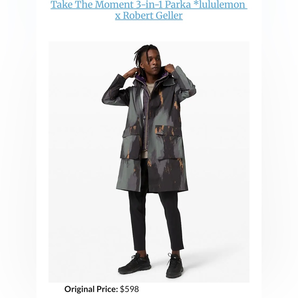 Lululemon X Robert Geller 3 In 1 Take The Moment Parka Size Medium